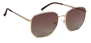 Gold Hexagonal Full Rim Wide Unisex Sunglasses by John Jacobs-136400