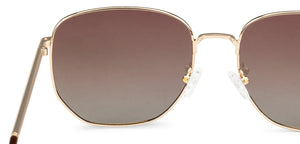 Gold Hexagonal Full Rim Wide Unisex Sunglasses by John Jacobs-136400
