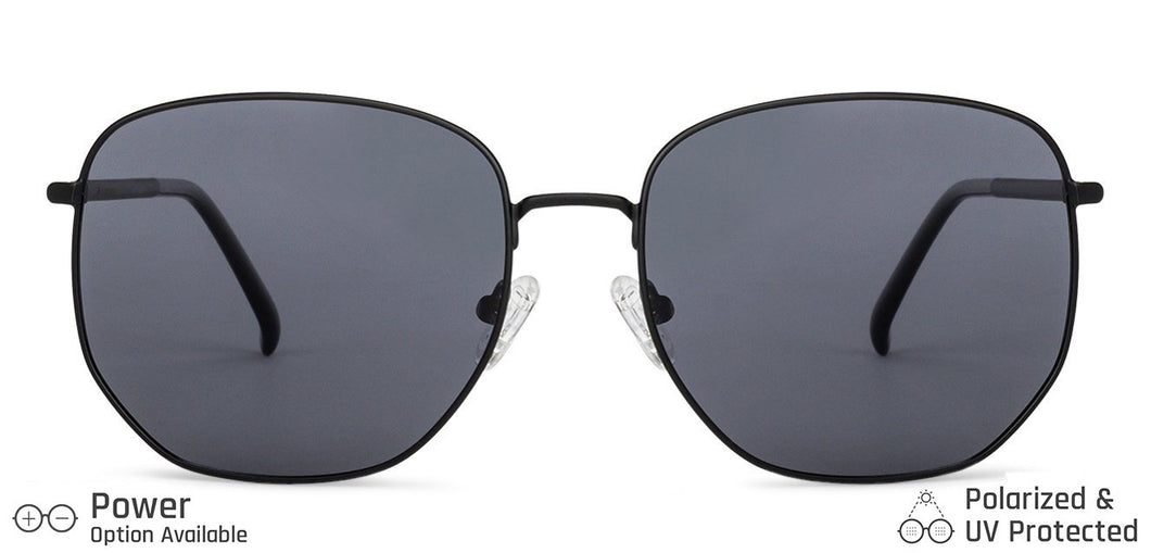 Black Hexagonal Full Rim Unisex Sunglasses by John Jacobs-136402