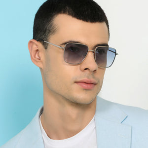 Silver Square Full Rim Unisex Sunglasses by John Jacobs-137154