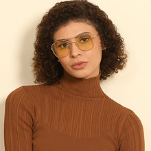Load image into Gallery viewer, Gold Square Full Rim Unisex Sunglasses by John Jacobs-137508