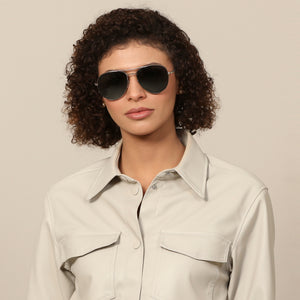 Silver Aviator Full Rim Unisex Sunglasses by John Jacobs-137513