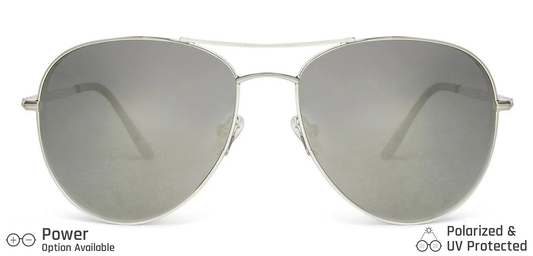 Silver Aviator Full Rim Unisex Sunglasses by John Jacobs-137513