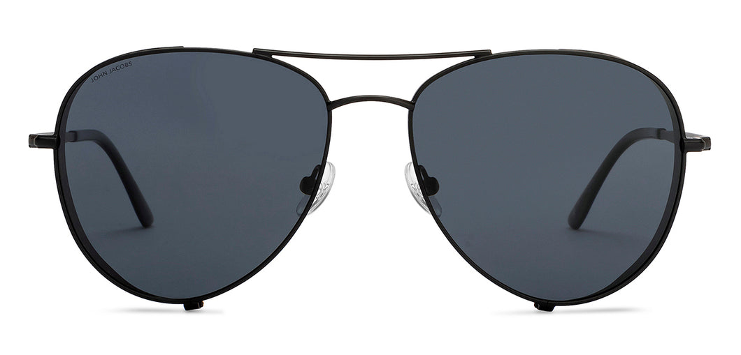 Black Aviator Full Rim Unisex Sunglasses by John Jacobs-211676