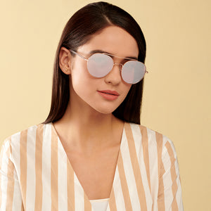 Gold Round Full Rim Women Sunglasses by John Jacobs-147668