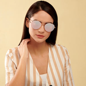 Gold Round Full Rim Women Sunglasses by John Jacobs-147668