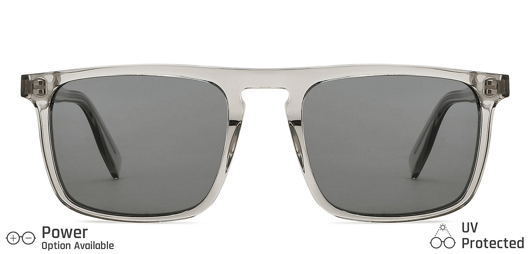 Grey Rectangle Full Rim Unisex Sunglasses by John Jacobs-138242