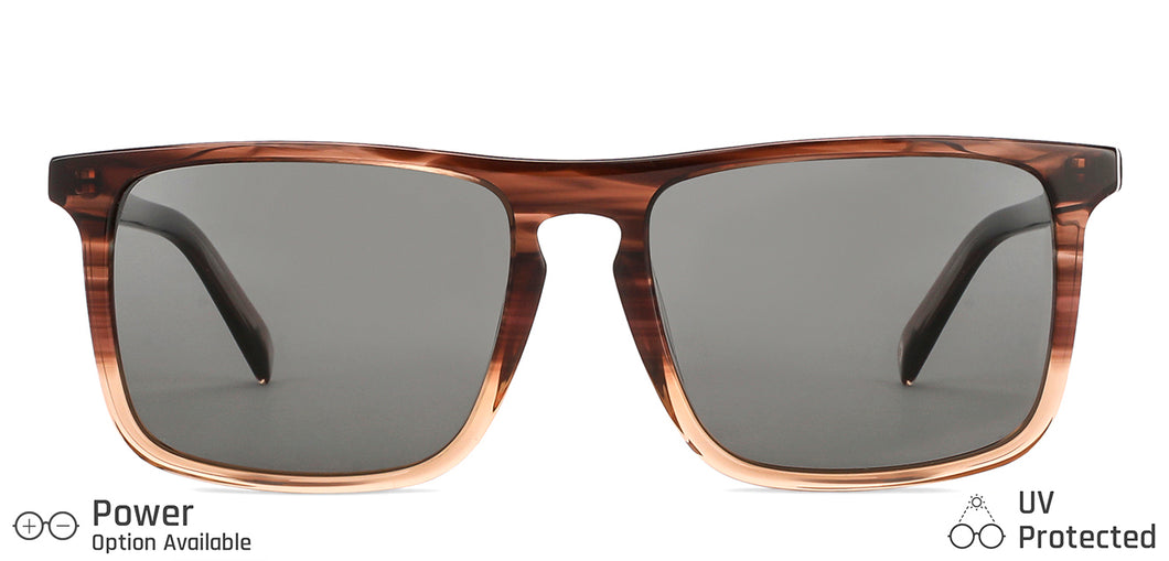 Brown Rectangle Full Rim Unisex Sunglasses by John Jacobs-140636