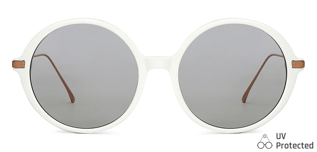 White Round Full Rim Unisex Sunglasses by John Jacobs-147600