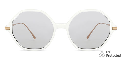 White Hexagonal Full Rim Unisex Sunglasses by John Jacobs-147604