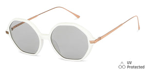 White Hexagonal Full Rim Unisex Sunglasses by John Jacobs-147604