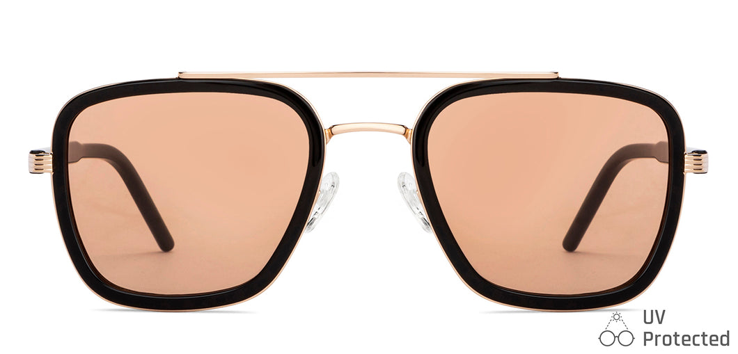 Gold Rectangle Full Rim Unisex Sunglasses by John Jacobs-148213