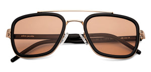 Gold Rectangle Full Rim Unisex Sunglasses by John Jacobs-148213