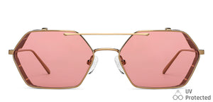 Gold Hexagonal Full Rim Unisex Sunglasses by John Jacobs-148224