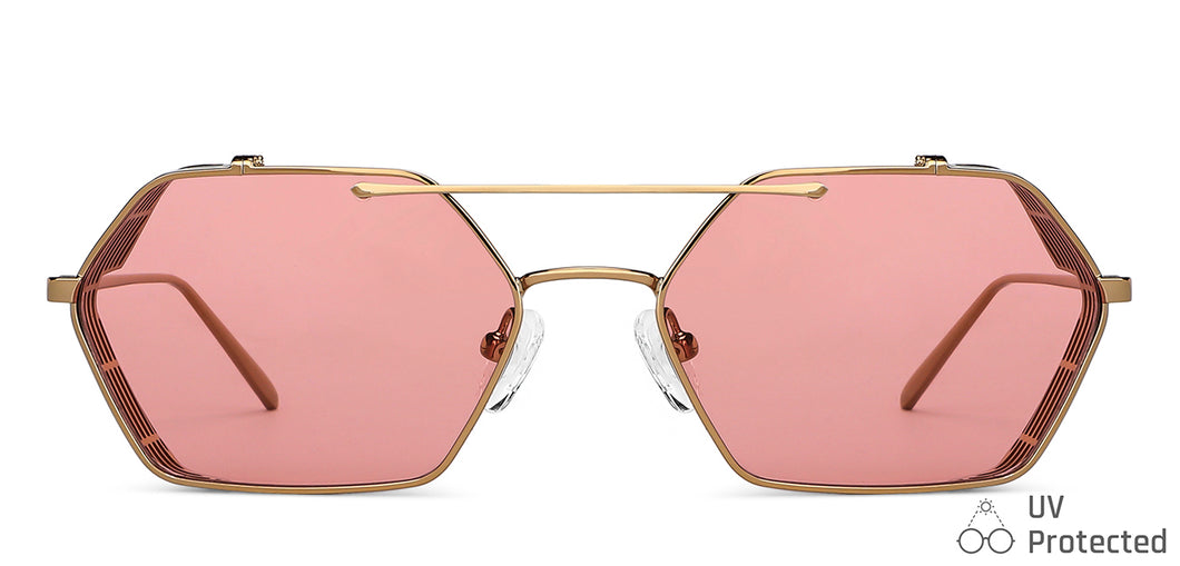 Gold Hexagonal Full Rim Unisex Sunglasses by John Jacobs-148224