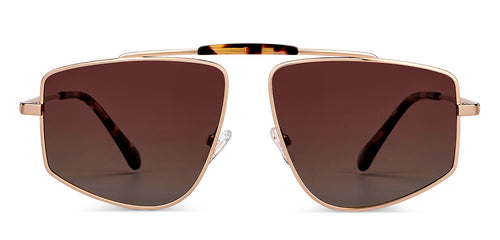 Gold Rectangle Full Rim Unisex Sunglasses by John Jacobs-150105