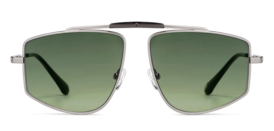 Silver Rectangle Full Rim Unisex Sunglasses by John Jacobs-150106