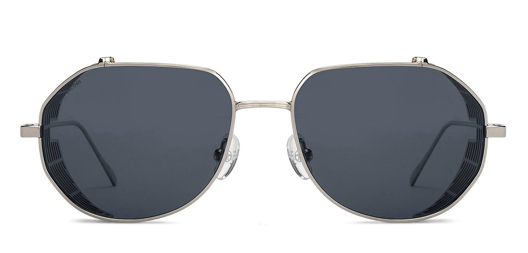 Silver Round Full Rim Unisex Sunglasses by John Jacobs-211677