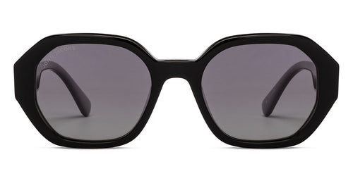 Black Oval Full Rim Unisex Sunglasses by John Jacobs-208154
