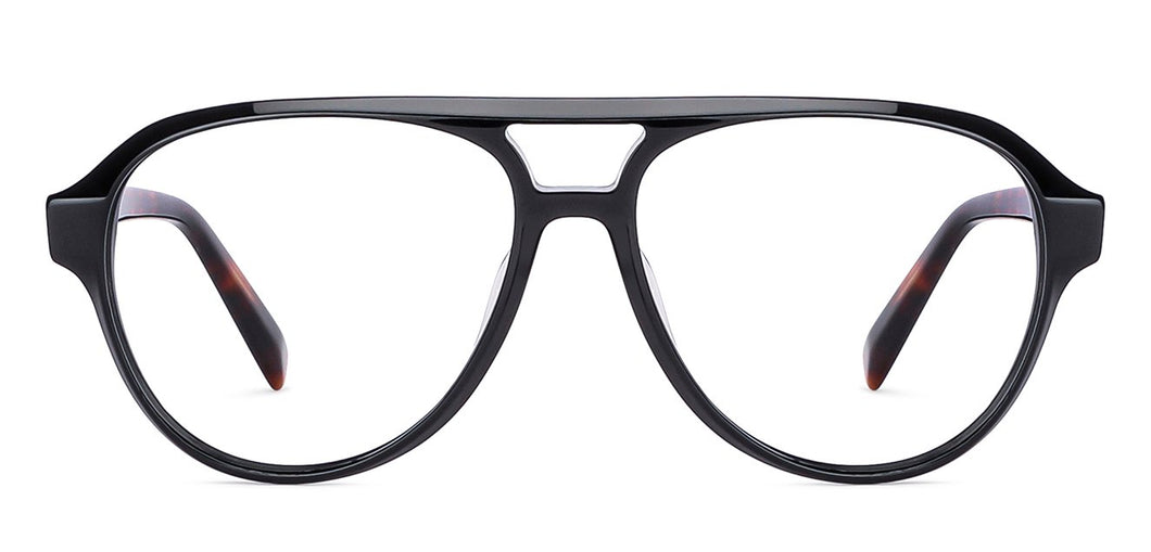Black Aviator Full Rim Unisex Eyeglasses by John Jacobs-147277