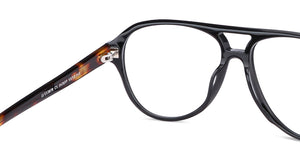 Black Aviator Full Rim Unisex Eyeglasses by John Jacobs-147277