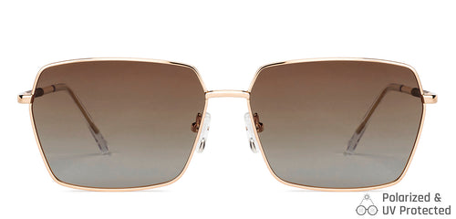 Gold Hexagonal Full Rim Unisex Sunglasses by John Jacobs-147918
