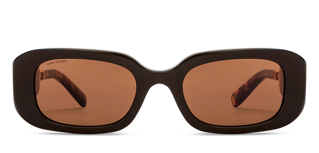 Brown Rectangle Full Rim Women Sunglasses by John Jacobs-209442