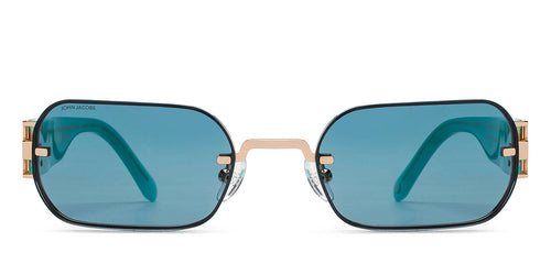 Gold Rectangle Full Rim Unisex Sunglasses by John Jacobs-209447