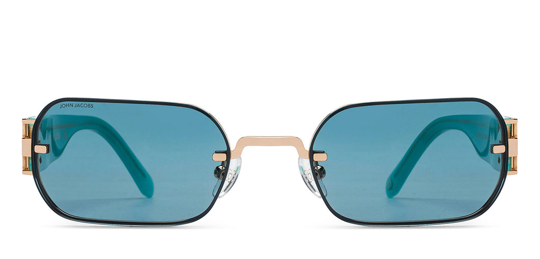 Gold Rectangle Full Rim Unisex Sunglasses by John Jacobs-209447