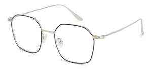 Silver Hexagonal Full Rim Unisex Eyeglasses by John Jacobs-143152