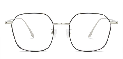 Silver Hexagonal Full Rim Unisex Eyeglasses by John Jacobs-143152