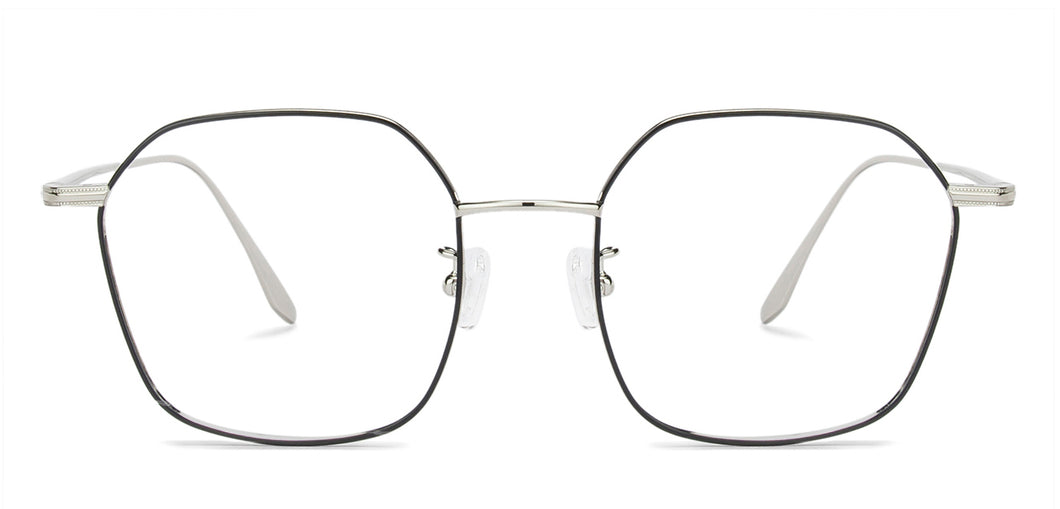 Silver Hexagonal Full Rim Unisex Eyeglasses by John Jacobs-143152