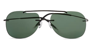 Black Aviator Rimless Unisex Sunglasses by John Jacobs-207021
