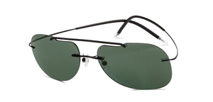 Black Aviator Rimless Unisex Sunglasses by John Jacobs-207021