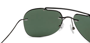 Black Aviator Rimless Unisex Sunglasses by John Jacobs-207021