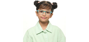 Blue Rectangle Full Rim Kids Eyeglasses by Hooper-213637