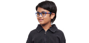 Blue Rectangle Full Rim Kids Eyeglasses by Hooper-212030