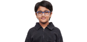Blue Rectangle Full Rim Kids Eyeglasses by Hooper-212030
