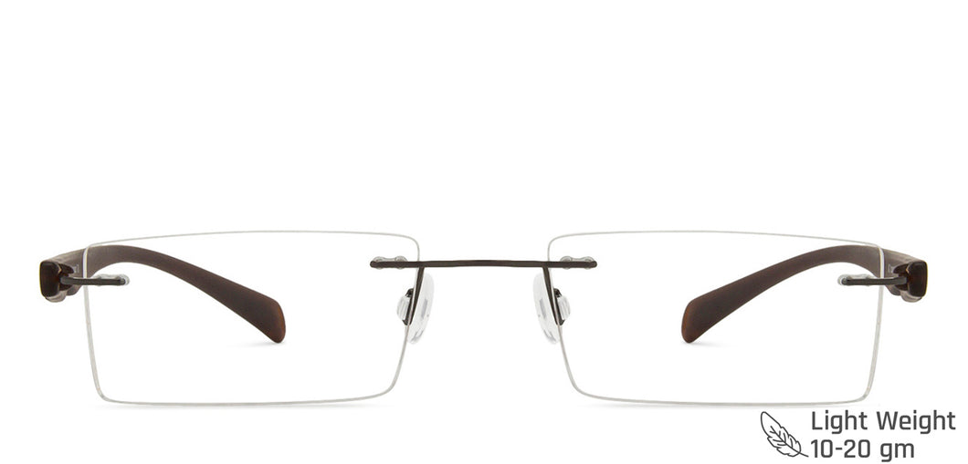 Brown Rectangle Rimless Unisex Eyeglasses by Lenskart Air Computer Glasses-147753
