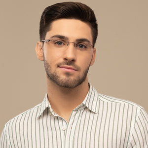 Brown Rectangle Rimless Extra Narrow Unisex Eyeglasses by Lenskart Air-145975