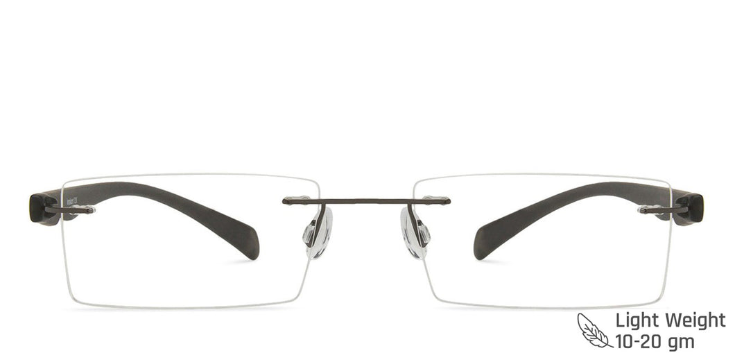 Black Rectangle Rimless Unisex Eyeglasses by Lenskart Air Computer Glasses-147752