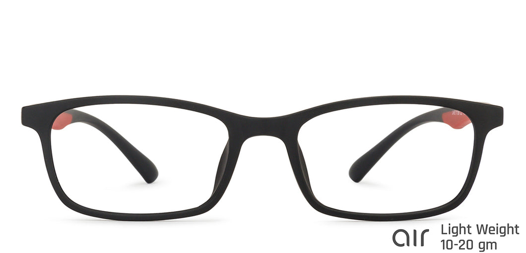 Black Rectangle Full Rim Narrow Unisex Eyeglasses by Lenskart Air-145978