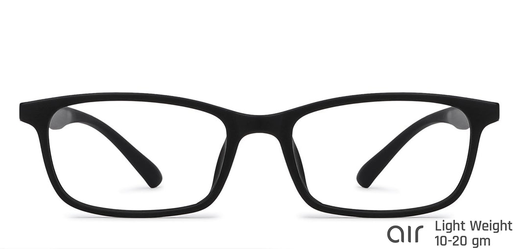 Black Rectangle Full Rim Narrow Unisex Eyeglasses by Lenskart Air-147281