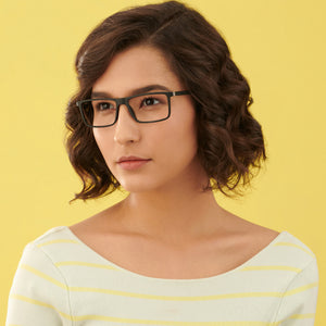 Black Rectangle Full Rim Extra Wide Unisex Eyeglasses by Lenskart Air LA-145981