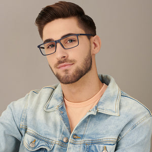 Blue Rectangle Full Rim Extra Wide Unisex Eyeglasses by Lenskart Air LA-145983