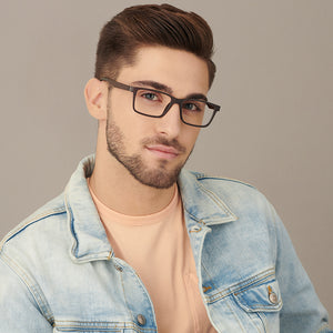 Brown Rectangle Full Rim Unisex Eyeglasses by Lenskart Air LA-145985