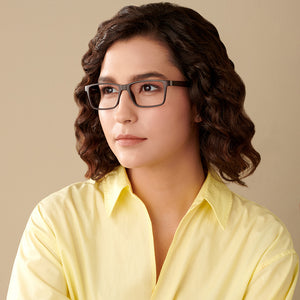 Brown Rectangle Full Rim Unisex Eyeglasses by Lenskart Air LA-145985