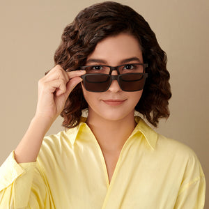 Brown Rectangle Full Rim Unisex Eyeglasses by Lenskart Air LA-145985