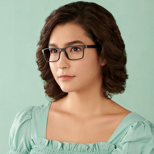 Blue Rectangle Full Rim Unisex Eyeglasses by Lenskart Air LA-147284