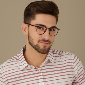 Red Round Full Rim Narrow Unisex Eyeglasses by Lenskart Air LA-145988